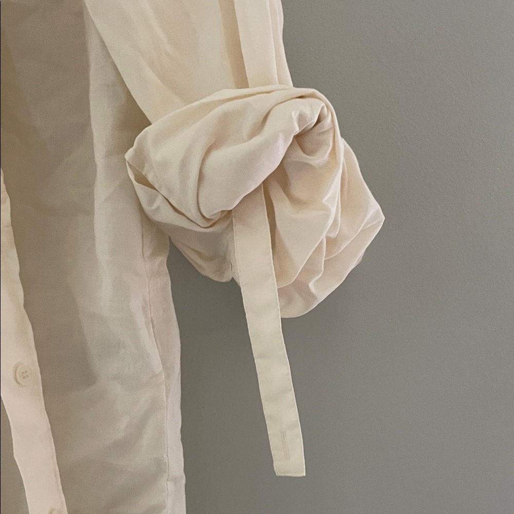 Zara Cream Long sleeve‎ Blouse with Pearl Embroidery | Size L - Picture 3 of 13